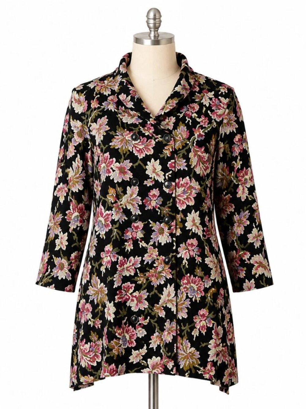 VTG 90s Kwai Women's Retro Boho Floral Tapestry Oversize Blazer Jacket Sz 10 EUC